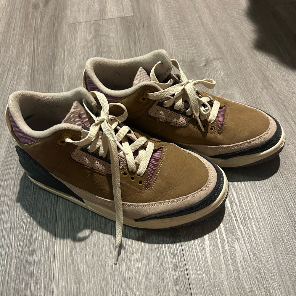 Jordan 3 Men's Brown and Cream Sneakers
